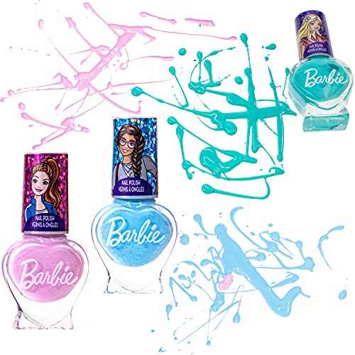 Townley Girl Barbie não-tóxica descasca rápida Atividade seca Atividade Conjunto de maquiagem para meninas, idades
