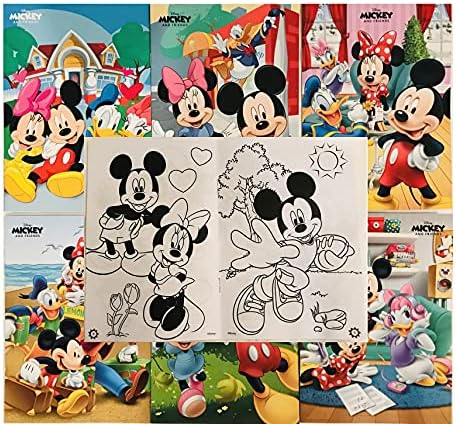 12 Conjuntos de Disney Mickey Mouse & Friends Coloring Books and Crayon Set Infantil Favors Favors Bag Filler
