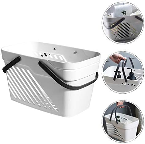 Hemoton Body Wash recipiente cesta de armazenamento de plástico com alça lixeira portátil de cesta organizadora para armários de