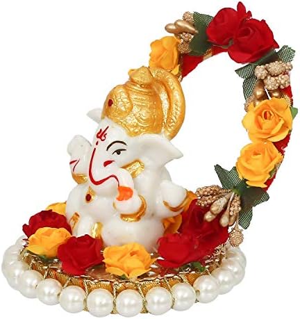 Efinito Lord Ganesha Idol em placa artesanal decorativa para casa e carro