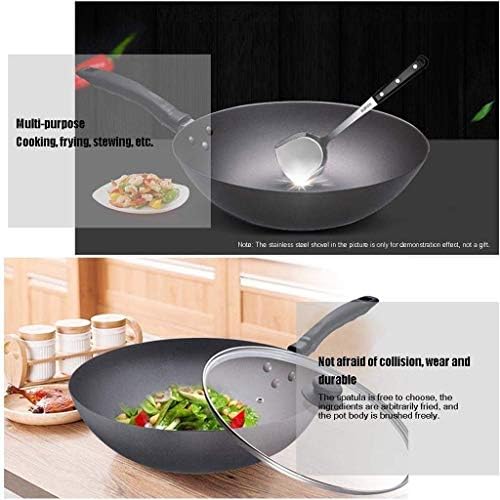 Gydcg wok - 30cm caldeirão de ferro fundido wok doméstico wok