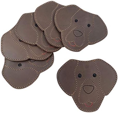Taco Dog, Labrador Coasters feitos à mão de couro de grão completo - conjunto de 6 montanhas -russas, protege sua mesa de bebidas quentes ou frias - costura única, ótimo presente para os amantes de cães - Bourbon Brown
