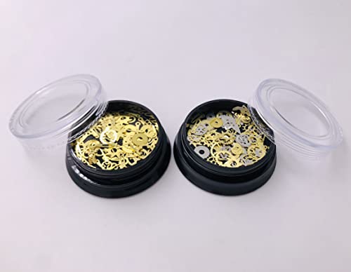 1Box ​​Personalização Retro Gold Gear Wheel Manicure Acessórios de unhas Mistor misto steampunk padrão de unha diy adesivo adesivo