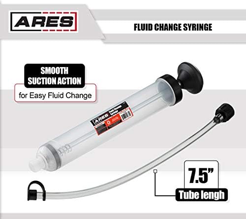 ARES 70920 - seringa de mudança de fluido - Ação de sucção suave para fácil mudança de líquido - ideal para fluido de direção hidráulica,