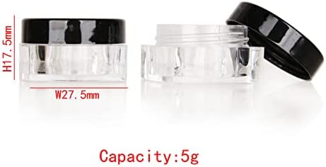 25pcs vazios 3g clear sqaure jar com jarra pequena recipientes de panela para maquiagem Balmo de lábios 0,1oz mini frascos creme com tampas pretas garrafas de recipiente