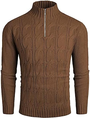 Ymosrh Mens Sweater Winter Turtleneck de manga comprida Sweater Sweater Mock Neck Zipper Tops Sweater Sweater para homens
