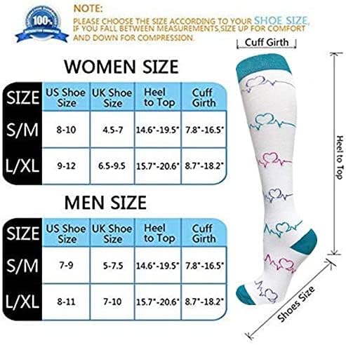 Cheeroyal 6-Padonds Compacting meias de circulação meia de 20 a 30 mmHg para homens Mulheres recuperação de viagens de