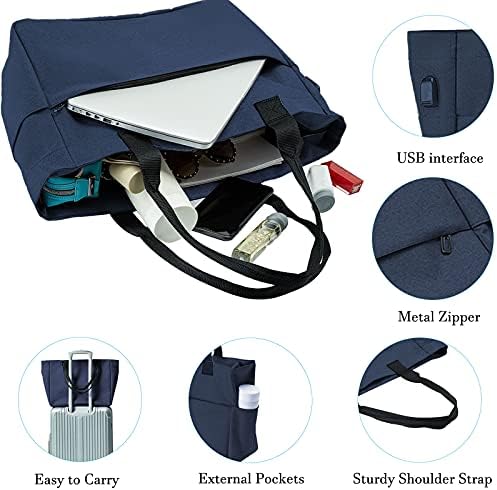 Bag de laptop grande para mulheres de trabalho encaixam em 15,6 polegadas -17 polegadas bolsas de professores USB com muitos bolsos,