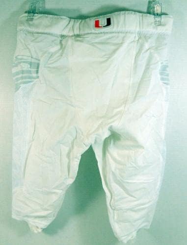 2014 Miami Hurricanes 61 Game usou calças brancas 40 DP26514 - jogo da faculdade usada