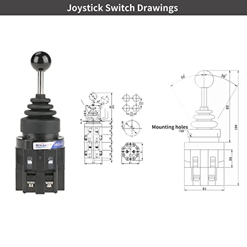 CS-402 4NO 4 Posição Switch de joystick Retorno Retorno momentâneo do joystick Switch 30mm Monolever Joystick Switch 4No ângulo ± 30 ° para controle industrial AC 50Hz e DC Circuits