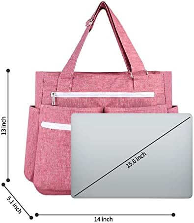 Sacola de professores para mulheres, sacola de lona com bolsos sacar de trabalho de 15,6 polegadas para laptop para viagens de fim de semana de fim de semana