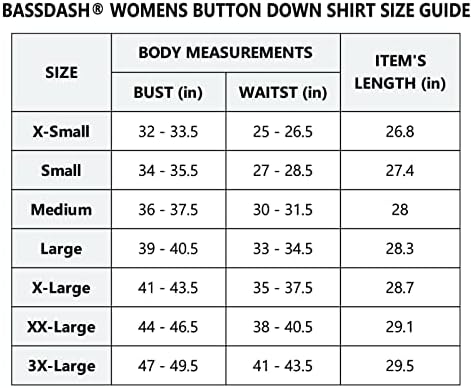 Bassdash Mulheres UPF 50 de manga comprida Pesca Button Button Down Desempenho da camisa FS21W