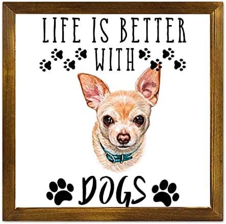 LuckLuccy Funny Dog Wooden Sign Life é melhor com cães placas de parede Dachshund cachorro Cristão Decoração de parede de parede
