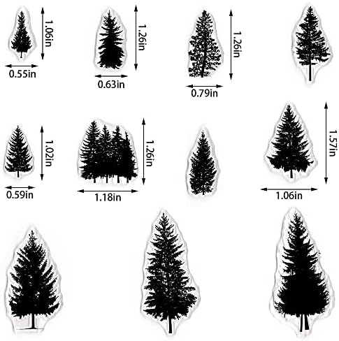 Estivaux pinheiros claros selos para fabricação de cartas e diário, Evergreens árvores selos de borracha Pines plantas