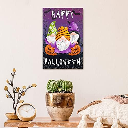 Halloween Gnome Pumpkin Wood Sign Halloween Decorações de festas felizes Halloween Bats Ghost Bats Decoração de porta