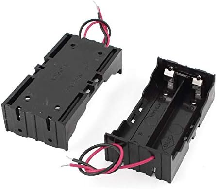 X-dree fios cabos de clipe ponta plana 2 x 3,7v 18650 suporte da caixa de armazenamento de bateria 4pcs (cabos de alambre