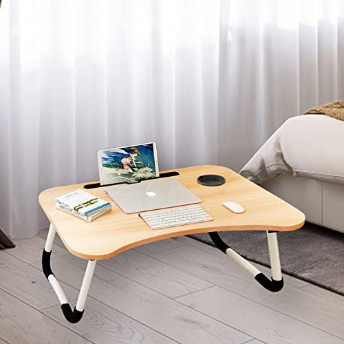 Mesa de volta, mesa de cama de laptop portátil mesa de cama com suporte de telefone e porta -copo para cama/sofá/sofá, leitura, leitura