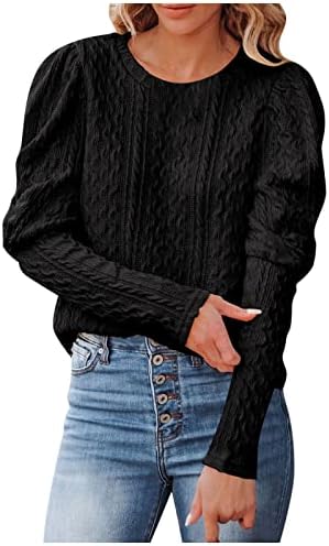 Suéter feminino pulôver solto malha casual suéteres de manga comprida Crewneck suéter tops Crew pescoço 2022
