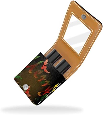 Caixa de batom de Oryuekan com espelho bolsa de cosméticos portátil fofa, Bolsa Cosmética, Feliz Natal Retro