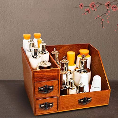 Caixa de armazenamento UXZDX - Caixa de armazenamento de cosméticos de madeira de madeira Caixa de mesa Dormitório Dormitório