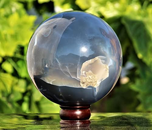 Excelente esfera de pedra de ágata cinza polida e polida Chakras curando grandes minerais crus minerais de amostra orb cura carregada metafísica