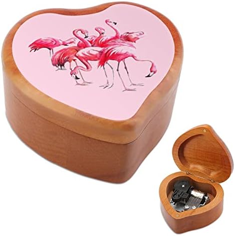 Flamingo Wood Music Box vintage Wind Up Musical Boxes Gift for Christmas Birthday Birthday Dia dos Namorados Coração