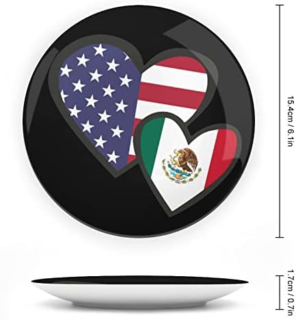 Corações interligadas Bandeira do México Americano Placas Decorativas de China de China com ornamentos pendurados Pratos de jantar
