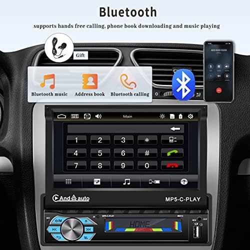 Sixwin Single Din Apple CarPlay Car estereo estéreo de 7 polegadas Vicha a tela sensível ao toque Bluetooth Radio Single Din Touch