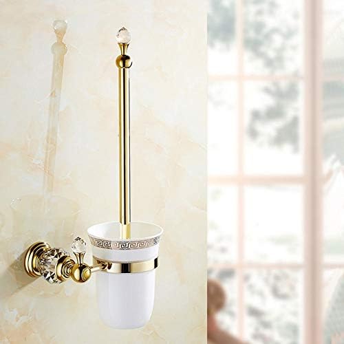 Guojm tigela de vaso sanitário escova de estilo europeu de latão de cristal escova de vaso sanitário, produtos de banheiro