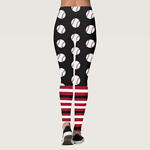 Perneiras de cintura alta para mulheres beisebols impressos mole esportiva de barriga opaca controle de ioga calças de ioga leggings para mulheres
