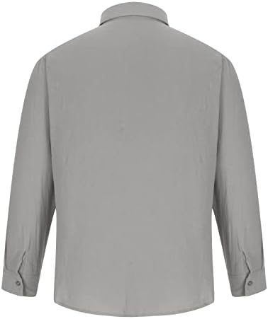 Camisas de grife para homens de linho de algodão de algodão colar de gola de lapela de colarinho de peito único Blusa de manga comprida Tops confortáveis ​​confortáveis