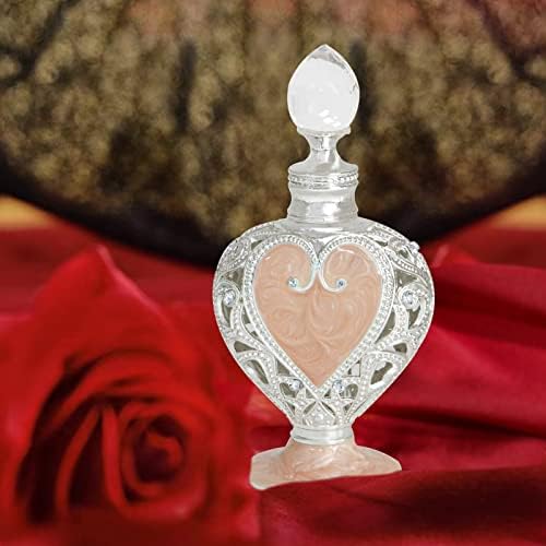 Lrtj jóias vintage de vidro perfume garrafa de coração formato de coração esmaltado