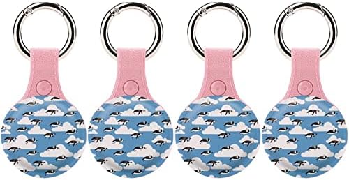 Antártica Animal Penguins TPU Caso de Airtag Durável Anti-Scratch Anti-Scratch Case com chaveiro 1PC