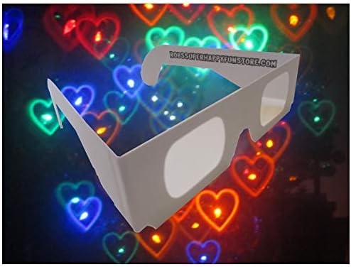 Roba Feliz Funn Fun Store Paper Difração Glasses - Pacote de Paz e Amor Pacote - 10 óculos - Efeito cardíaco e Starbursts Starbursts