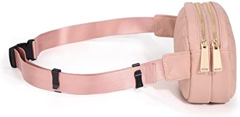 UTO Fanny Pack for Women Belt Belt Saco da cintura da moda acolchoada leve com 2 bolsos com zíper rosa