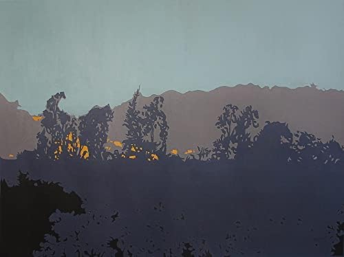 Pintura expressionista da paisagem de Novica Gray Pintura das 'montanhas silenciosas' da Índia '