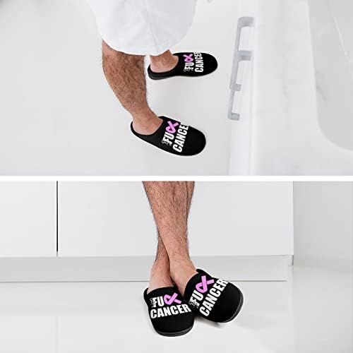 Foda -se Cancer Funny Men's House Shoes Slip Slip Warm Slip Home for Indoor Outdoor com sola de borracha
