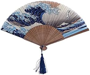 Jkyydds Fã de estilo retrô de seda Fan dobrável de arte chinesa arte presente de artesanato caseiro ornamento fã de mão