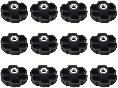 Parafusos de botão fêmea UXCELL 12PCS, porca de braçadeira de estrela preta M8 x 49mm de 49 mm para máquinas, indústria, móveis, equipamentos eletrônicos