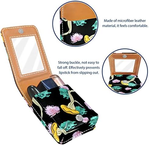 Caixa de batom Oryuekan com espelho bolsa de maquiagem portátil fofa, bolsa cosmética, água -viva de coral marinho