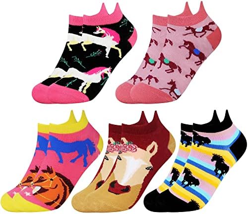 Jeasona Girls Socks Horse Gifts For Girls Fofte Funny Horse Kids Tornozelo Meias