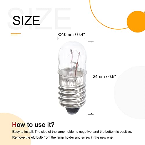 Meccanixity E10 Base de parafuso Bulbos em miniatura DC 24V 0,2A Mini lâmpadas de luz amarela quente com caixa de armazenamento,