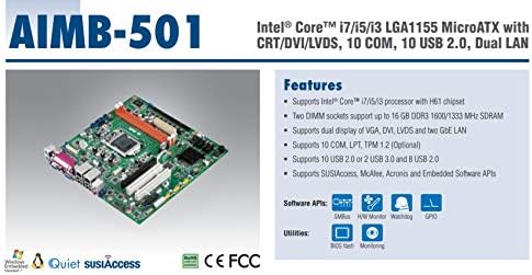 2ª e 3ª geração Intel Core i7/i5/i3 LGA1155 Microatx com H61, CRT/DVI/LVDS, 10 COM, 10 USB 2.0, LAN dupla