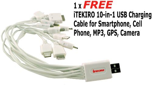 Kit de carregador de bateria de carro de parede AC ITEKIRO para Panasonic DMC-LX2S + ITEKIRO 10 em 1 Cabo de carregamento USB
