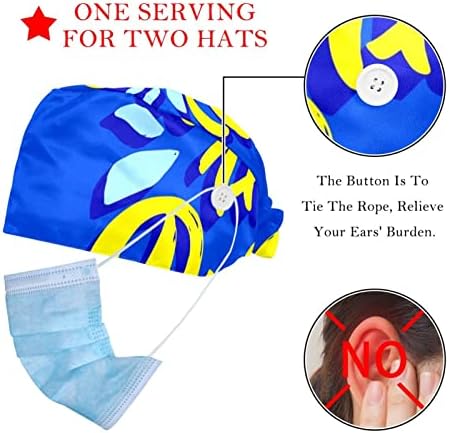 2 pacotes Siga seu tampa de trabalho ajustável do seu sonho com Button & SweatBand for Nurses Women Women Ponytail Hat