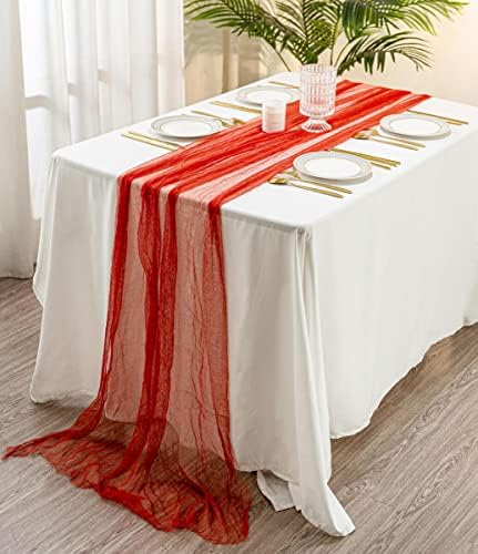 Vanulus Terracotta Cheesecloth Gallez Table Runner Boho Cheesecloth Tocada Tocada Recepção de Casamento Recepção de Casamento