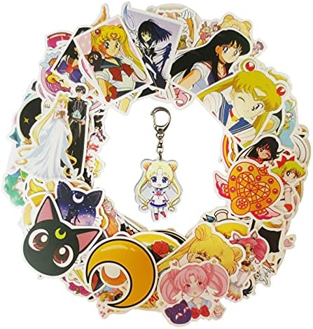 100pcs Sailor Moon adesivos para garrafas de água, adesivos clássicos de anime de anime de desenhos animados japoneses para laptop, telefone, adesivos de vinil de viagem hidrelétrica