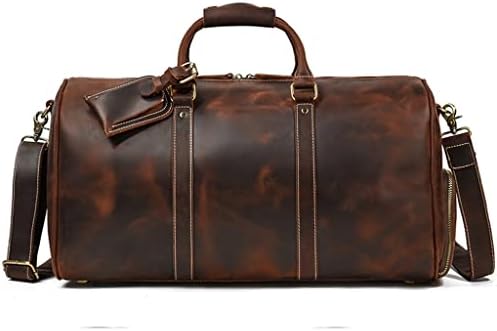 Eyhlkm Vintage Men's Bagage Bag Saco de viagem com bolso de sapato Geunine Leather ombro Mensageiro de ombro para laptop
