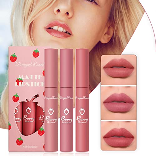 Xiahium 3pcs Strawberry Lip Gloss para mulheres meninas
