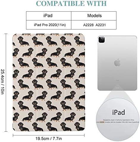 Weiner Dog Pet Dogs Caso Trifold Caso Protetive Caso à prova de choque Auto Sleep/Wake Compatível com iPad Pro 2020 （11in）